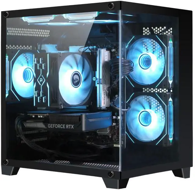 Main image of AOACE Gaming PC Desktop INTEL Core i5 14400F, NVIDIA RTX 5060Ti 16G DLSS 4, 32GB DDR5 RAM 6400MHz,2TB NVMe PCIe4.0, Wi-Fi6E,black,Game Design Office console