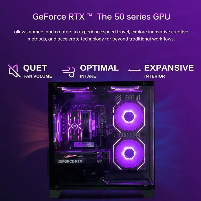 Alt view image 3 of 6 - AOACE Gaming PC Desktop AMD Ryzen 7 5700X,RTX 5060 8G  32GB RAM and 1TB NVMe M.2 SSD, WiFi6E, ARGB Fan, Game Design Office console,Sea View Room Windows 11
