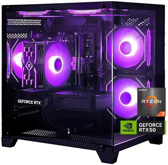 Main image of AOACE Gaming PC Desktop AMD Ryzen 7 5700X,RTX 5060 8G  32GB RAM and 1TB NVMe M.2 SSD, WiFi6E, ARGB Fan, Game Design Office console,Sea View Room Windows 11