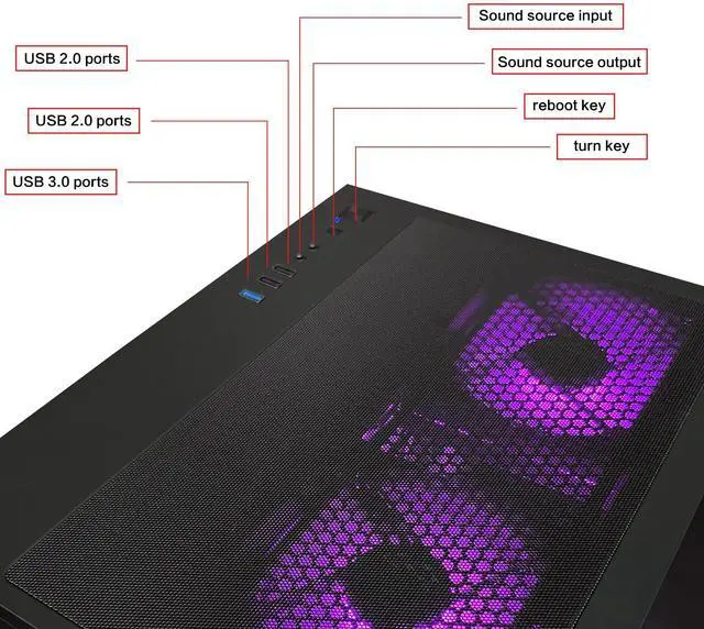 Alt view image 6 of 6 - AOACE Gaming PC Desktop AMD Ryzen 7 5700X,RTX 5060 8G  32GB RAM and 1TB NVMe M.2 SSD, WiFi6E, ARGB Fan, Game Design Office console,Sea View Room Windows 11