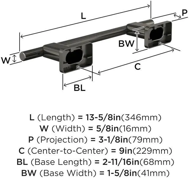 Alt view image 4 of 4 - BH26616 Esquire 13-5/8" Towel Bar Gunmetal Bathroom Hardware