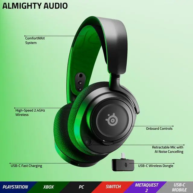 Alt view image 3 of 7 - SteelSeries Arctis Nova 7X Multi-Platform Wireless Bluetooth Black Gaming Headset ClearCast Gen 2 Mic For Xbox, PC, Mac, Nintendo Switch, PS4, PS5, VR, Occulus Quest 2