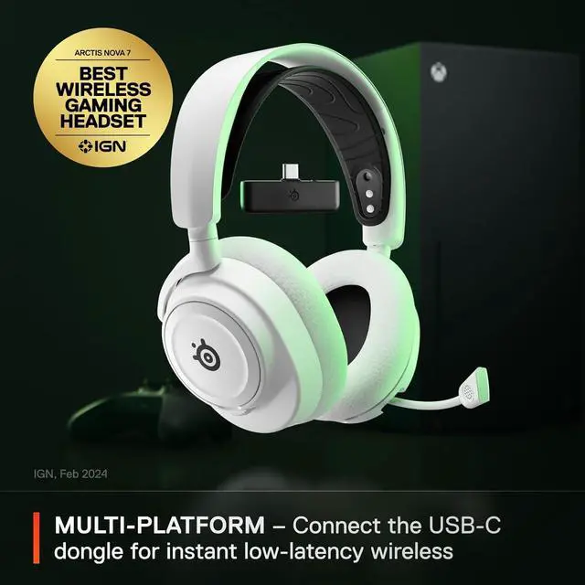 Alt view image 5 of 7 - SteelSeries Arctis Nova 7X | Multi-Platform Wireless Bluetooth Black Gaming Headset | ClearCast Gen 2 Mic For Xbox, PC, Mac, Nintendo Switch, PS4, PS5, VR, Occulus Quest 2 | White
