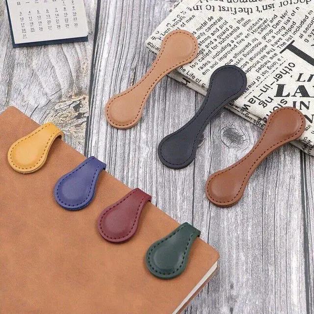 Main image of Leather Magnetic Bookmark - Handmade Pendant Holder with Decorative Buckle