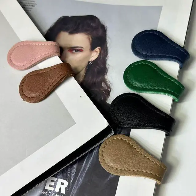 Alt view image 4 of 7 - Leather Magnetic Bookmark - Handmade Pendant Holder with Decorative Buckle