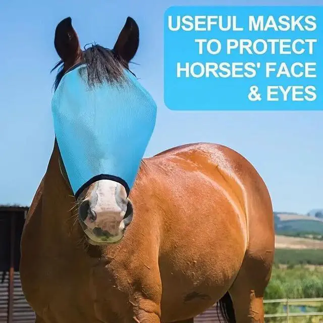 Alt view image 2 of 7 - Horse Fly Mask - Breathable Mosquito Net Face Cover for Riding