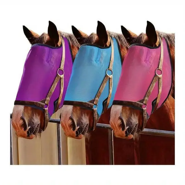 Alt view image 3 of 7 - Horse Fly Mask - Breathable Mosquito Net Face Cover for Riding