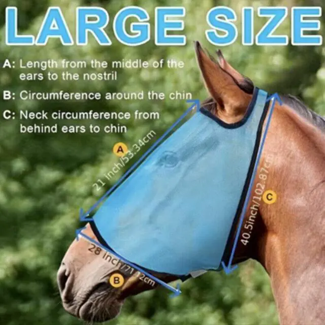 Alt view image 5 of 7 - Horse Fly Mask - Breathable Mosquito Net Face Cover for Riding