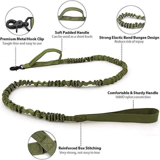 Alt view image 3 of 7 - Tactical Retractable Dog Leash - Heavy-Duty Nylon Elastic Outdoor Leash