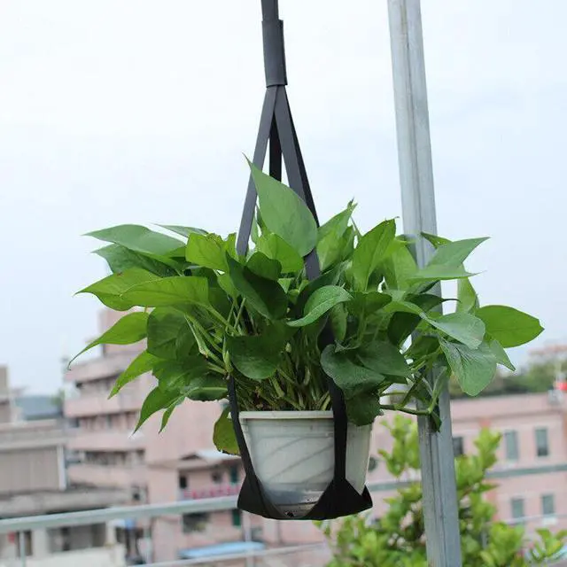 Alt view image 2 of 7 - PU Leather Hanging Planter - Creative Flower Pot Holder for Indoor Plants