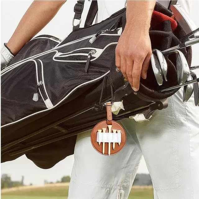 Alt view image 2 of 7 - Leather Golf Tee Holder - Waist Hanging Storage Case for Outdoor Play