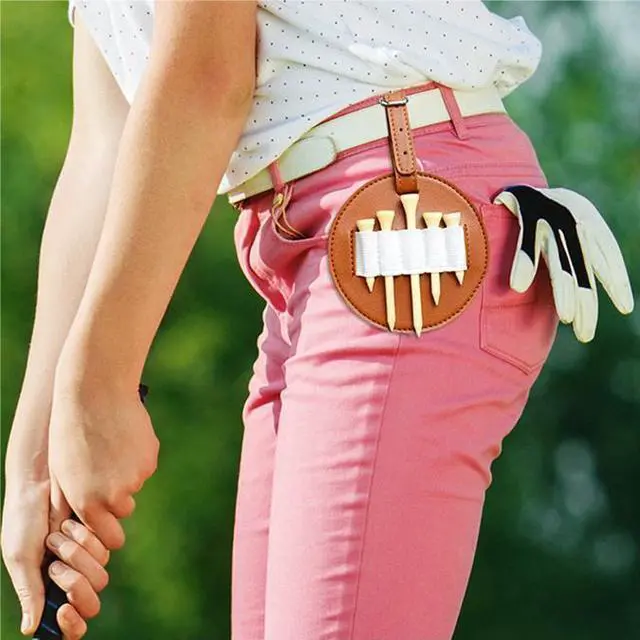 Alt view image 6 of 7 - Leather Golf Tee Holder - Waist Hanging Storage Case for Outdoor Play