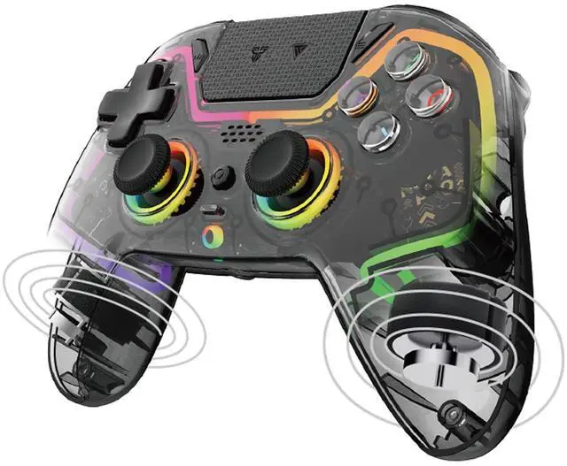 Alt view image 5 of 7 - NOVA PRO WGP14V2 CLEAR Wireless/Wired Game Controller, 4 Lighting Effects, 22 Buttons, Highly Sensitive Touchpad, Ultra-Precise Hall Effect, PC/Steam/Switch/PS4/Ps3/iOS/MacOs/Android, CLEAR Black