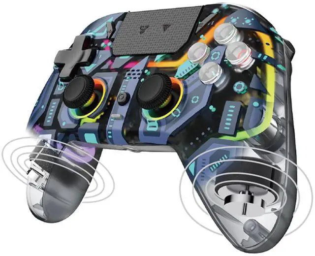 Alt view image 4 of 7 - NOVA PRO WGP14V2 CLEAR Wireless/Wired Game Controller, 4 Lighting Effects, 22 Buttons, Highly Sensitive Touchpad, Ultra-Precise Hall Effect, Support PC/Steam/Switch/PS4/Ps3/iOS/MacOs/Android, Blue