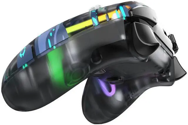 Alt view image 2 of 7 - NOVA PRO WGP14V2 CLEAR Wireless/Wired Game Controller, 4 Lighting Effects, 22 Buttons, Highly Sensitive Touchpad, Ultra-Precise Hall Effect, Support PC/Steam/Switch/PS4/Ps3/iOS/MacOs/Android, Blue