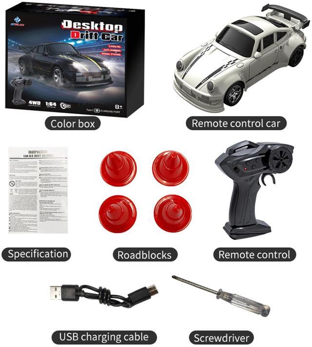 Alt view image 2 of 7 - DUCI KF20 Desktop Drift Car, 4WD Children's Toy RC Car, Full Scale 1:64, Endurance 20 minutes, RC Distance Approx. 30 meters, white (1 Battery)