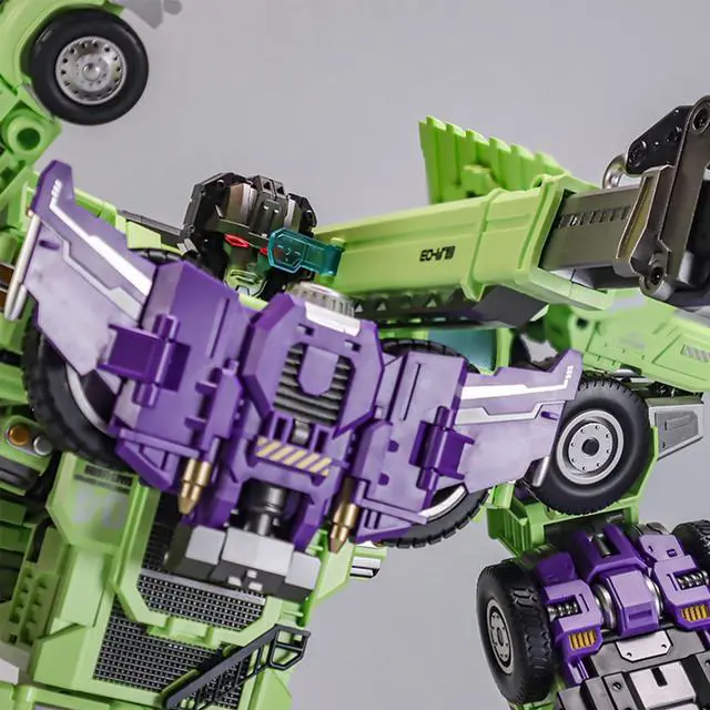 Alt view image 6 of 7 - DUCI GIANTLEGION Transformer Toys, Mechanical Invasion, Giant Legion Heavy Duty Builder, 3 Transformations in 1, ABS Material, LED Magnetic Headlight, Shovel+Mixer, 1 Set, Green