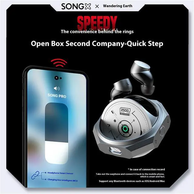 Alt view image 6 of 7 - DUCI Wireless Bluetooth Earphones, Co Branded with Wandering Earth, High Fidelity Sound Quality, Stylish and Simple, Alloy Texture, Ultra Long Battery Life, Grey