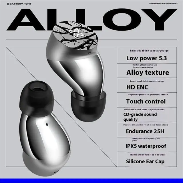 Alt view image 3 of 7 - DUCI Wireless Bluetooth Earphones, Comfortable to Wear, High Fidelity Sound Quality, Long Battery Life, Suitable for Apple Phones, Silver