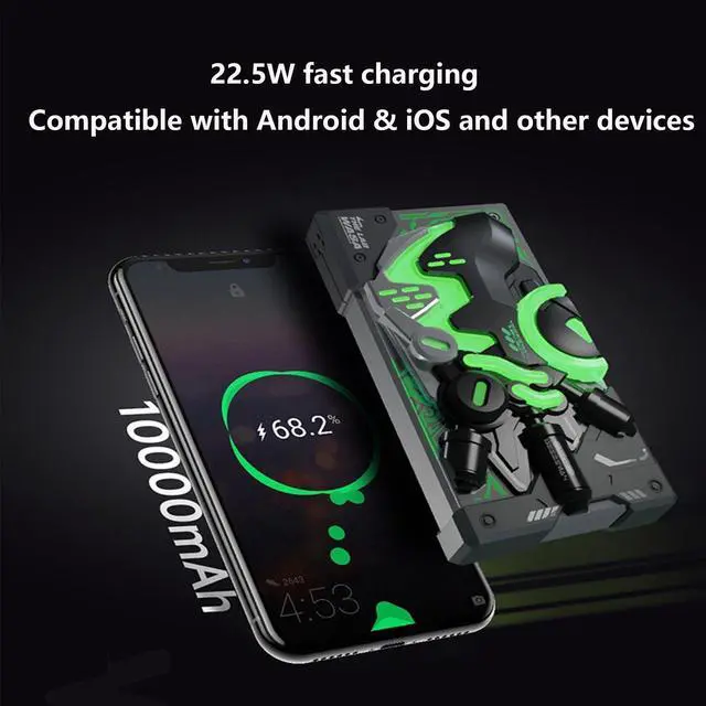 Alt view image 6 of 6 - DUCI Chameleon 10000mAh Smart Two-Way Fast Charging Mobile Power, 5-in-1 Jigsaw Rechargeable Battery, Compatible with Android & iOS and Other Devices, 22.5W Portable Fast Charging Adapter, Blue & Pink