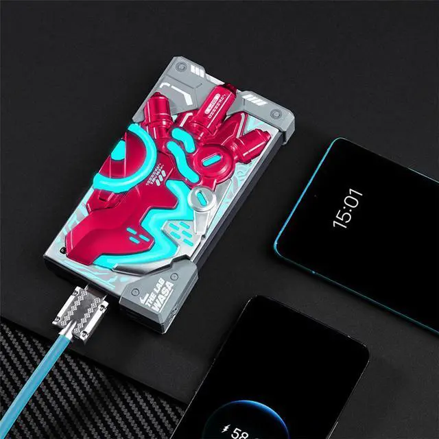 Alt view image 3 of 6 - DUCI Chameleon 10000mAh Smart Two-Way Fast Charging Mobile Power, 5-in-1 Jigsaw Rechargeable Battery, Compatible with Android & iOS and Other Devices, 22.5W Portable Fast Charging Adapter, Blue & Pink