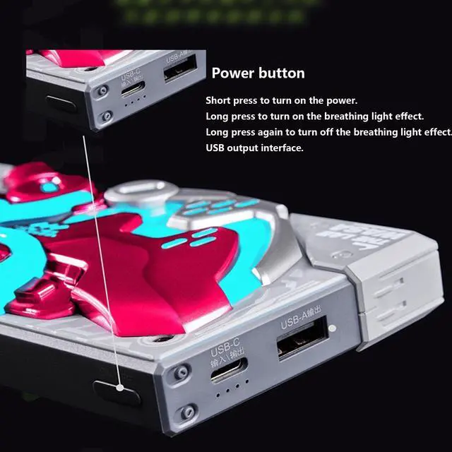 Alt view image 4 of 6 - DUCI Chameleon 10000mAh Smart Two-Way Fast Charging Mobile Power, 5-in-1 Jigsaw Rechargeable Battery, Compatible with Android & iOS and Other Devices, 22.5W Portable Fast Charging Adapter, Blue & Pink