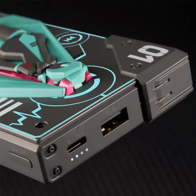 Alt view image 4 of 6 - DUCI Hatsune Miku 10000mAh Smart Two-Way Fast Charging Mobile Power, 5-in-1 Jigsaw Rechargeable Battery, Compatible with Android and iOS Devices, 22.5W Fast Charging Adapter, Gray Green
