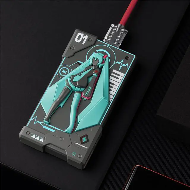 Alt view image 3 of 6 - DUCI Hatsune Miku 10000mAh Smart Two-Way Fast Charging Mobile Power, 5-in-1 Jigsaw Rechargeable Battery, Compatible with Android and iOS Devices, 22.5W Fast Charging Adapter, Gray Green