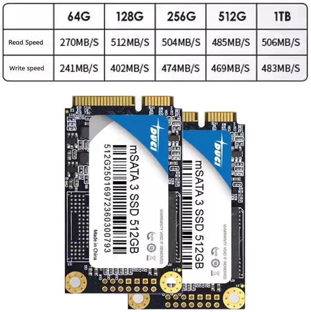 Alt view image 2 of 4 - DUCI MSATA 64GB SSD, General Purpose SSD with speeds up to 270MB/s for Notebook and Desktop PCs for Gaming/Work, Black