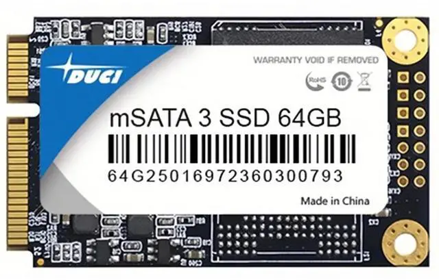 Main image of DUCI MSATA 64GB SSD, General Purpose SSD with speeds up to 270MB/s for Notebook and Desktop PCs for Gaming/Work, Black