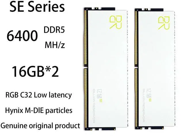 Alt view image 2 of 4 - DUCI SE-RGB-16GB*2-6400MH/Z-C32- MDIE-White RGB DDR5 PC Memory Module, 16GB, 6400MH/z Frequency, C32 Low Latency, RGB Lighting, Compatible with Desktop Computers, white (2 Sticks)