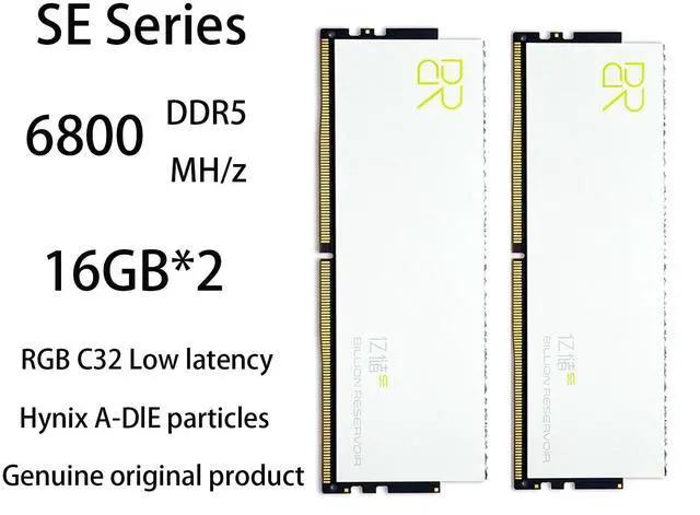 Alt view image 2 of 4 - DUCI SE-RGB-16GB*2-6800MH/Z-C32-ADIE-White RGB DDR5 PC memory module, 16GB, 6800MH/z frequency, C32 low latency, RGB lighting, suitable for desktop computers, white (2 sticks)
