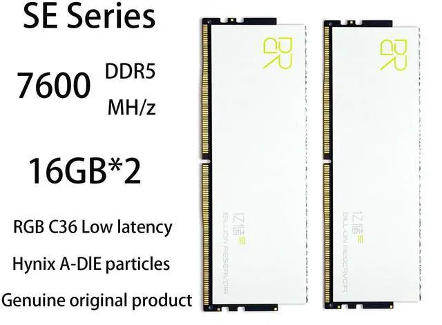 Alt view image 2 of 4 - DUCI SE RGB-16GB*2-7600MH/Z-C36 ADIE-White RGB DDR5 PC memory module, 16GB, 7600MH/z frequency, C36 low latency, RGB lighting, suitable for desktop computers, white (2 sticks)