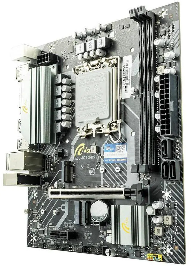 Alt view image 3 of 5 - ASL B760M-D5 M-ATX Motherboard - Supports 12/13th Gen LGA1700, 2×DDR5 64GB, DP/HDMI/VGA, 2×M.2, 3 SATA, WiFi, Gigabit LAN