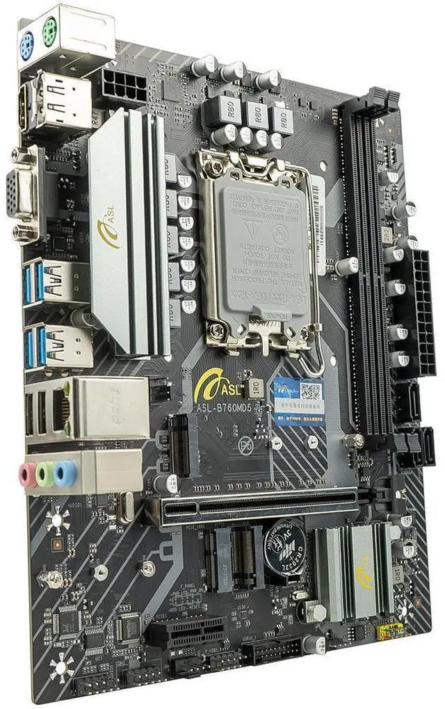 Alt view image 4 of 5 - ASL B760M-D5 M-ATX Motherboard - Supports 12/13th Gen LGA1700, 2×DDR5 64GB, DP/HDMI/VGA, 2×M.2, 3 SATA, WiFi, Gigabit LAN