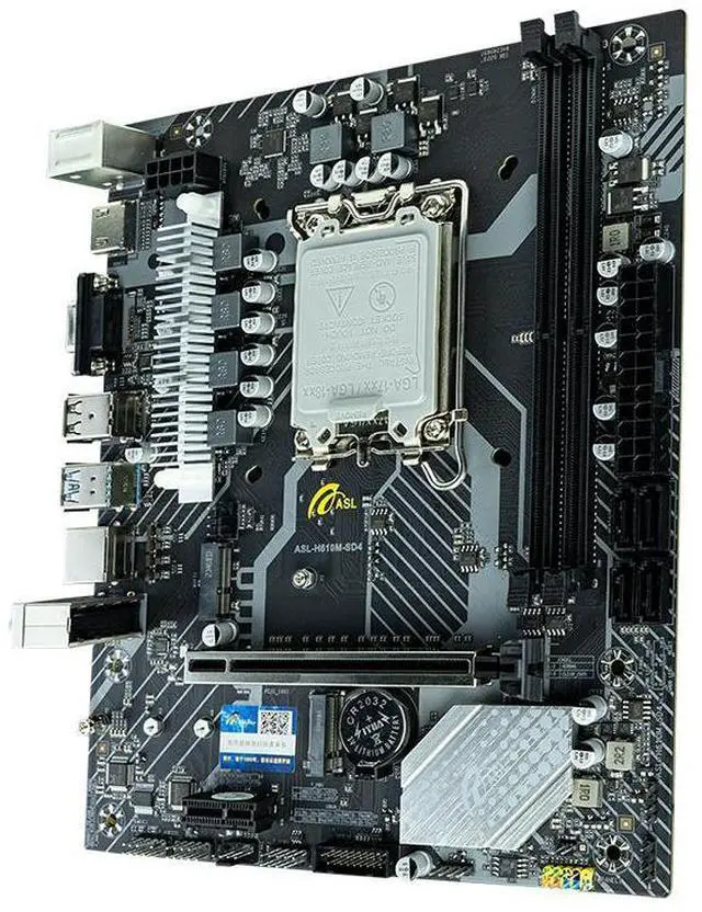 Alt view image 2 of 5 - ASL H610M-SD4 M-ATX Motherboard - Supports 12/13/14th Gen LGA1700 (95W), 2×DDR4 64GB, HDMI+VGA, 4×SATA3 + M.2, Gigabit LAN + M.2 WiFi Slot