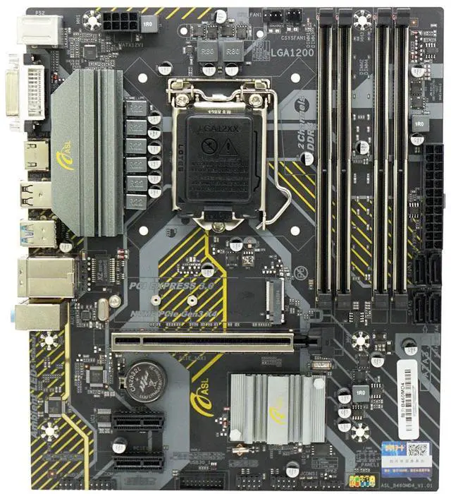 Main image of ASL B460M-D4 M-ATX Motherboard - Supports 10th Gen LGA1200, 4x DDR4, HDMI+VGA+DVI, 4×SATA3 + M.2, 1x PCI-E x16, 2x PCI-E x1 slots