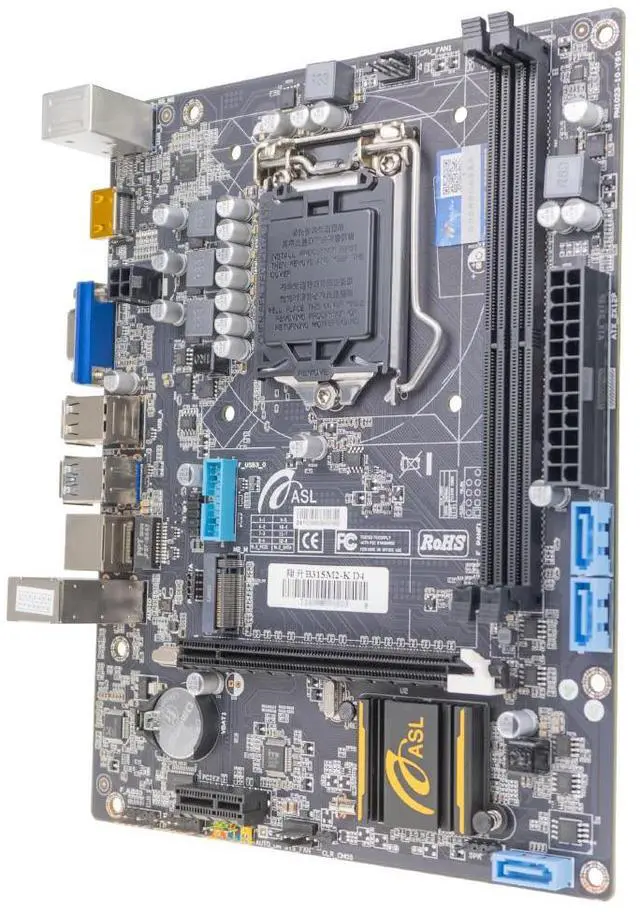 Alt view image 3 of 5 - ASL B315M2-K D4 M-ATX Motherboard, Supports 6/7/8/9th Gen LGA1151, 2xDDR4, HDMI+VGA, 3×SATA3 + M.2, 1x PCI-E x16, 2x PCI-E x1 slots