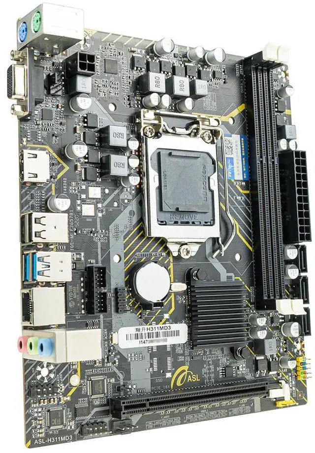 Alt view image 2 of 5 - ASL H311M-D3 M-ATX Motherboard, Supports 6/7/8/9th Gen LGA1151, 2xDDR3, HDMI+VGA, 3×SATA3.0, 1x PCI-E x16, 1x PCI-E x1 slots
