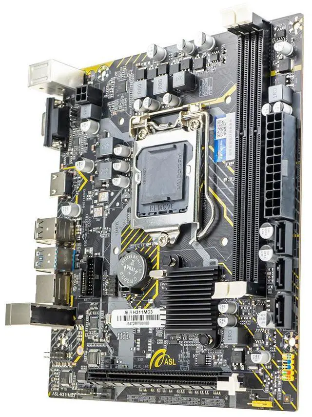 Alt view image 5 of 5 - ASL H311M-D3 M-ATX Motherboard, Supports 6/7/8/9th Gen LGA1151, 2xDDR3, HDMI+VGA, 3×SATA3.0, 1x PCI-E x16, 1x PCI-E x1 slots