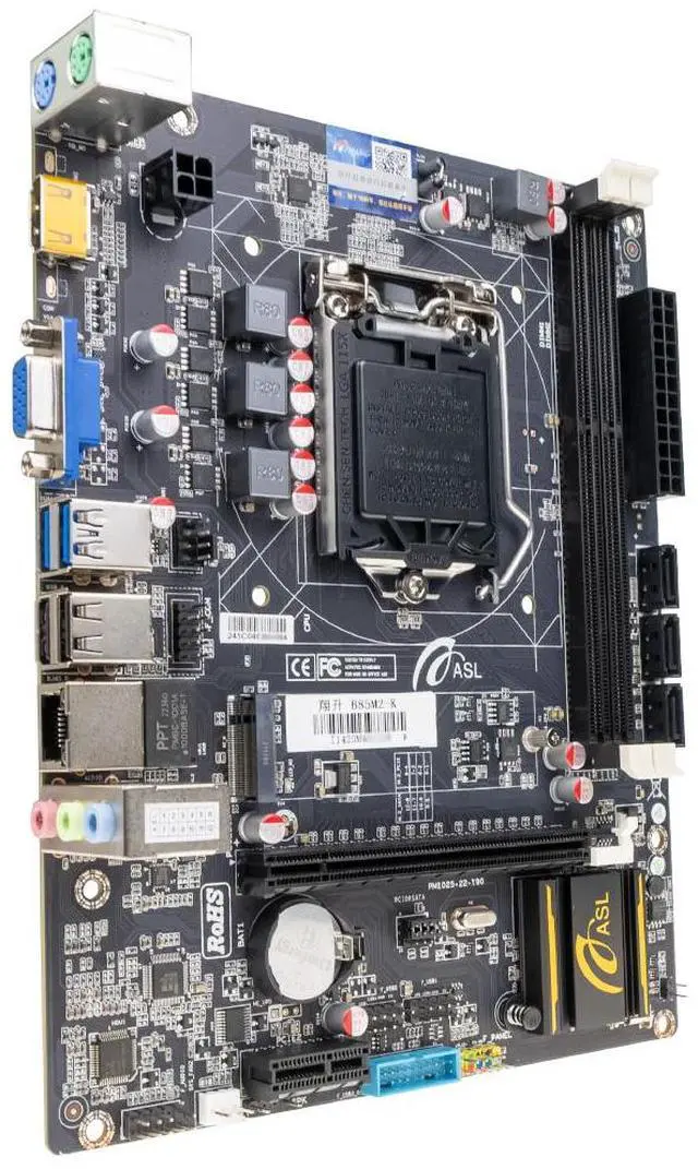 Alt view image 2 of 5 - ASL B85M2-K M-ATX Motherboard, Supports 4 Gen LGA1150, 2xDDR3, HDMI+VGA, 2×SATA2.0+2xSATA3.0+M2, 1x PCI-E x16, 2x PCI-E x1 slots