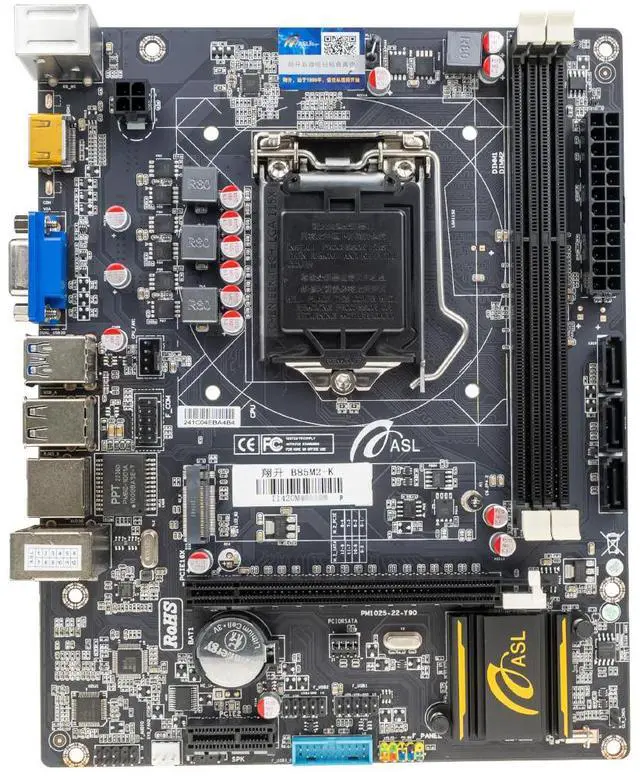 Main image of ASL B85M2-K M-ATX Motherboard, Supports 4 Gen LGA1150, 2xDDR3, HDMI+VGA, 2×SATA2.0+2xSATA3.0+M2, 1x PCI-E x16, 2x PCI-E x1 slots