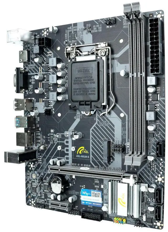 Alt view image 3 of 5 - ASL H81M-S M-ATX Motherboard, Supports 4 Gen LGA1150, 2xDDR3, HDMI+VGA, 1xSATA3.0+2xSATA2.0+M.2, 1x PCI-E x16, 1x PCI-E x1 slots