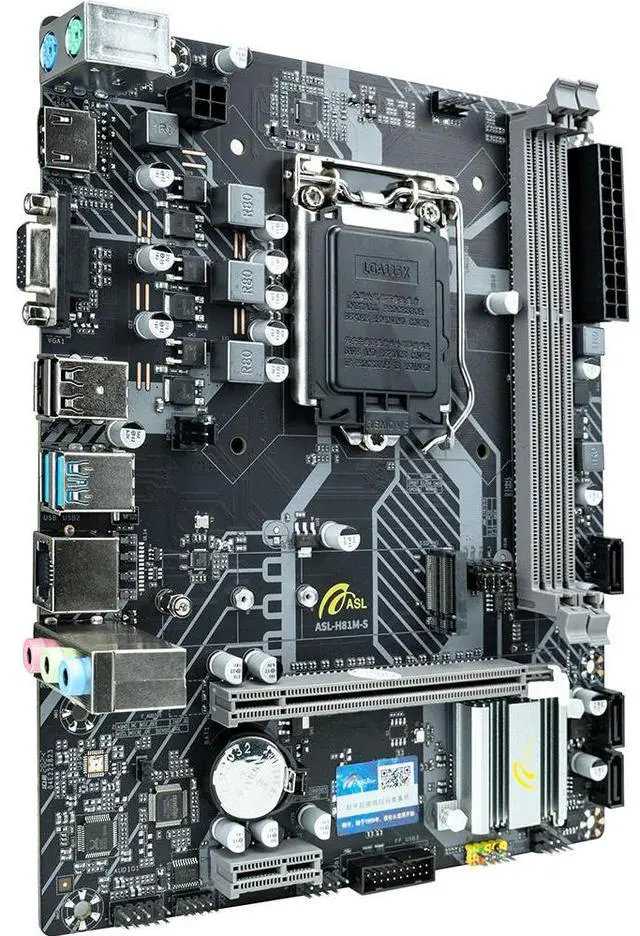Alt view image 2 of 5 - ASL H81M-S M-ATX Motherboard, Supports 4 Gen LGA1150, 2xDDR3, HDMI+VGA, 1xSATA3.0+2xSATA2.0+M.2, 1x PCI-E x16, 1x PCI-E x1 slots
