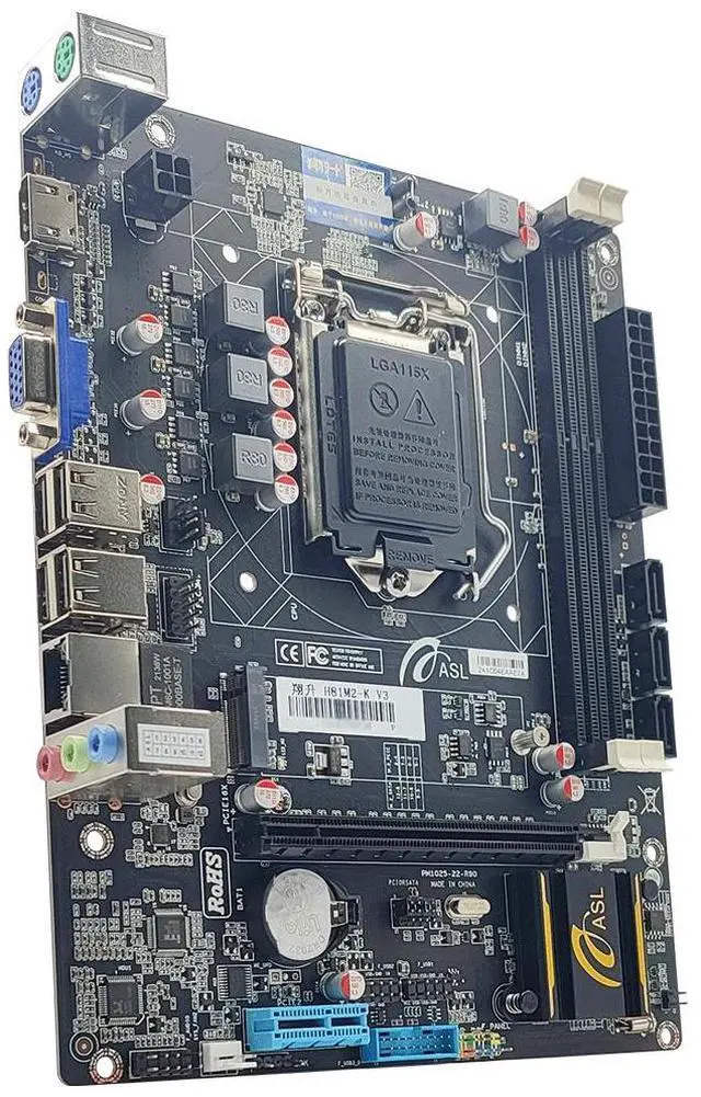 Alt view image 4 of 6 - ASL H81M2-K M-ATX Motherboard, Supports 4 Gen LGA1150, 2xDDR3, HDMI+VGA, 2×SATA2.0+2xSATA3.0+M.2, 1x PCI-E x16, 1x PCI-E x1 slots