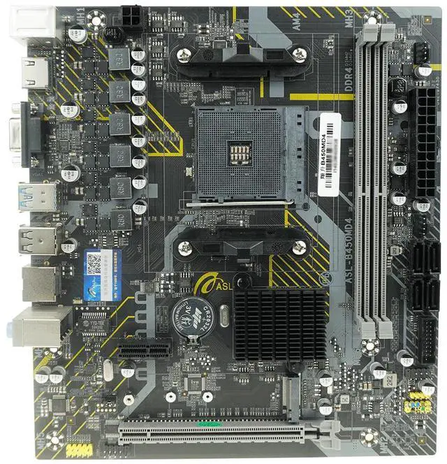 Main image of ASL B450M-D4 M-ATX Motherboard - Supports 3000-5000 (AM4), 2×DDR4 64GB, HDMI+VGA, 4×SATA3 + M.2, Gigabit LAN