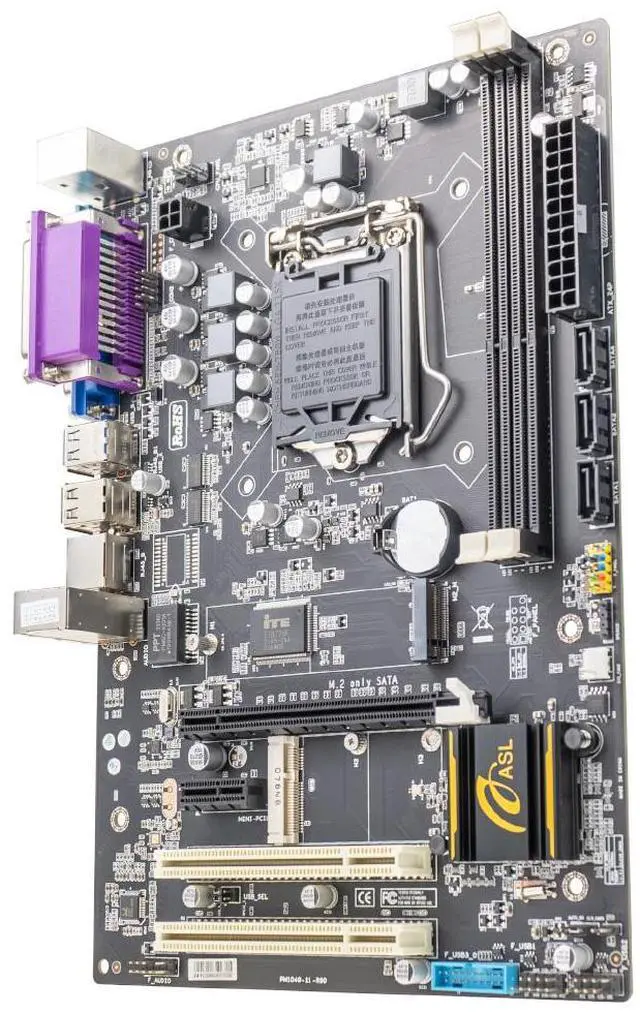 Alt view image 2 of 5 - ASL B75P-LK v2 M-ATX Motherboard, Supports 2/3th Gen LGA1155, 2xDDR3, HDMI+VGA, 3×SATA3 + M.2,  1x PCI-E x16, 1x PCI-E x1 slots, 2x PCI slots, 1x Mini-PCIe device slot, supports Bluetooth/WIFI devices