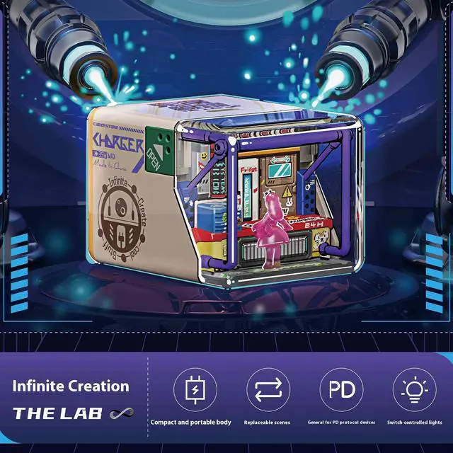 Alt view image 7 of 7 - DUCI Infinite Creation Cyber Store Charger, 35W GaN Fast Charger, Modular Design, Touch-Sensitive Backlight, Compatible with Phones/Tablets/Laptops/Gaming Consoles, THE LAB Charger