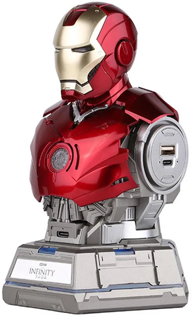 Main image of DUCI Killerbody Iron Man MK3 Bust Charging Station PD 65W Fast Charging, 2× USB-A Ports, 3× USB-C Ports, LED Ambient Lighting, Removable Chest Armor, INFINITY SAGA Mech Charger