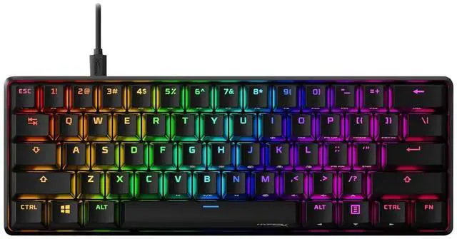 Alt view image 2 of 7 - HyperX Alloy Origins 60 Mechanical Gaming Keyboard (60-Key, Fire Linear Switches) - 60% Compact RGB Backlit, PBT Keycaps, Aircraft-Grade Aluminum, Detachable USB-C, NGENUITY Software Compatible